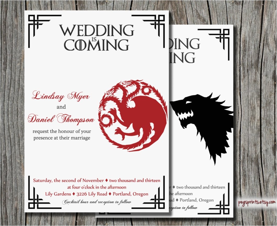 Game Of Thrones Wedding Invitations Geeky Wedding Ideas 50 Greatest Handmade Ideas Ever