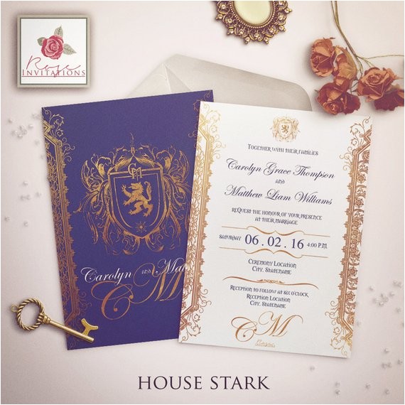 Game Of Thrones Wedding Invitations House Stark Wedding Invitation Game Of Thrones