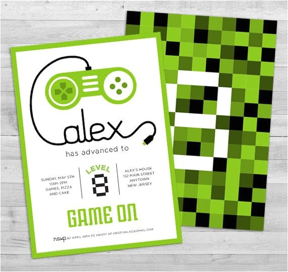 Game On Party Invitations Video Game Invitation Game Truck Party by Wlazdesignshop