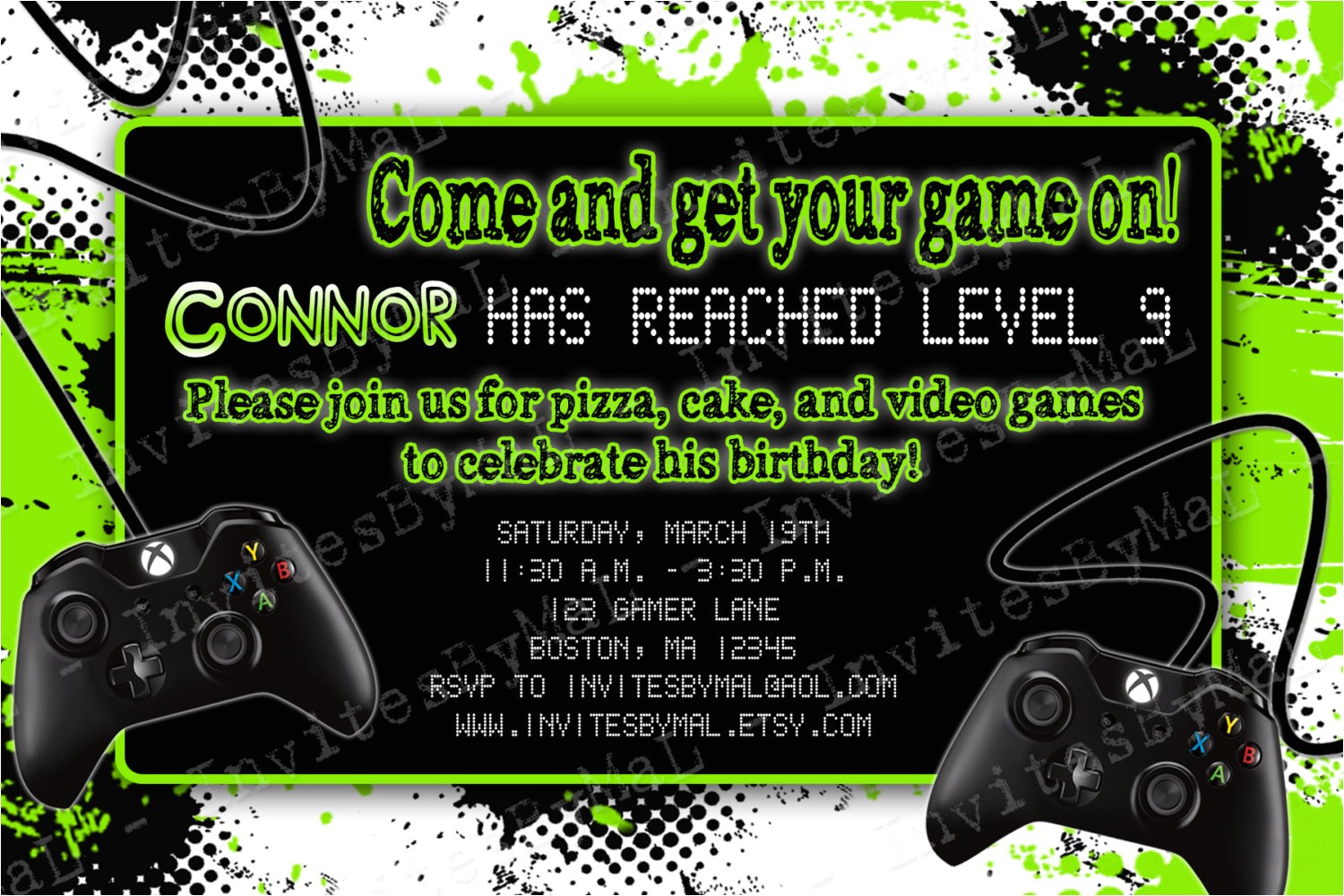 Gaming Party Invitation Template Party Invitation Templates Video Game Party Invitations