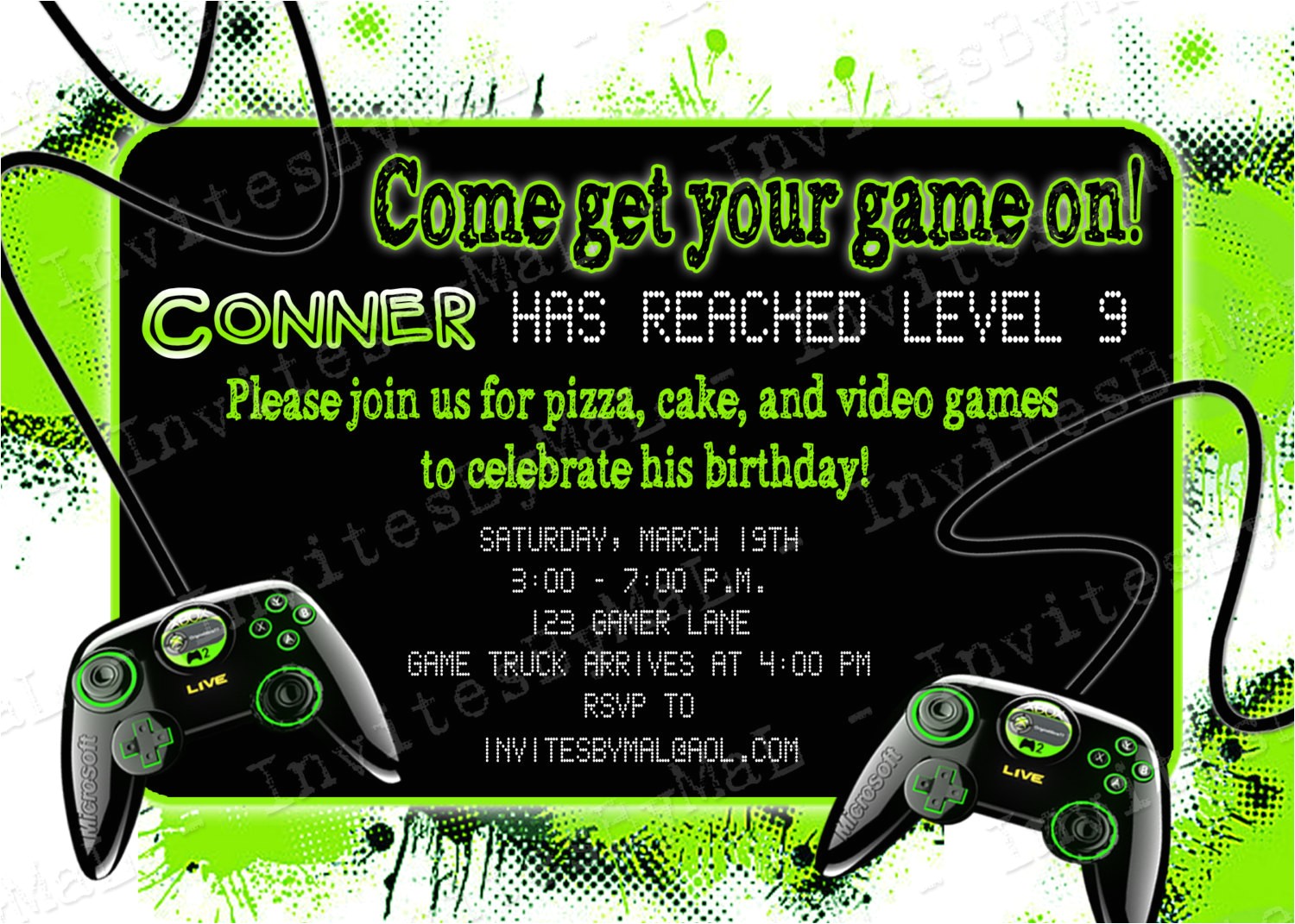 Gaming Party Invitation Template Party Invitation Templates Video Game Party Invitations