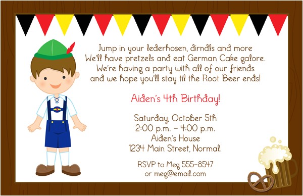 German Party Invitation Boy Lederhosen Birthday Party Invitations