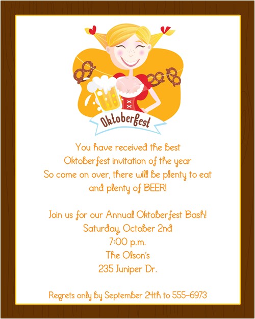 German Party Invitation German Girl Oktoberfest Invitations
