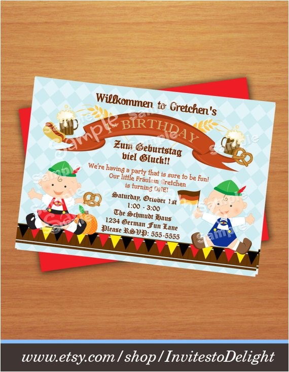 German Party Invitation Personalized German Oktoberfest 1st Birthday Invitation Diy