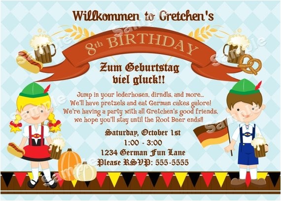 German Party Invitation Personalized German Oktoberfest Invitation for Kids or Family