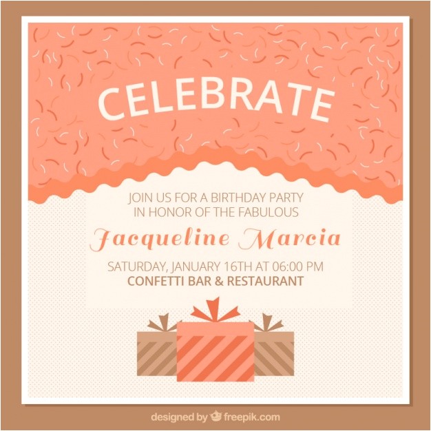 Gift Card Party Invitations Birthday Invitation Card with Gift Boxes Vector Free