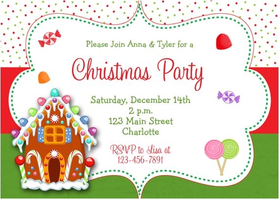 Gingerbread House Christmas Party Invitations Gingerbread House Christmas Party Invitation Christmas