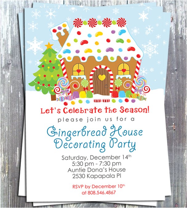 Gingerbread House Christmas Party Invitations Gingerbread House Decoration Party Invitation E File