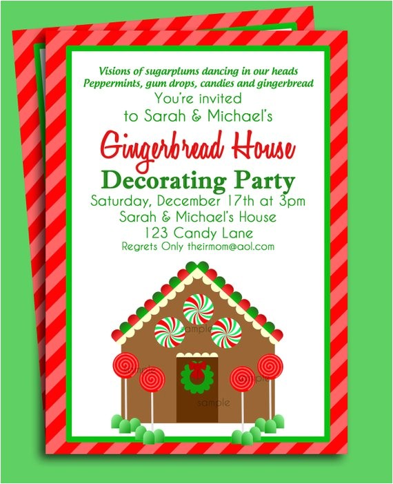 Gingerbread House Christmas Party Invitations Gingerbread House Invitation Printable Christmas Party or