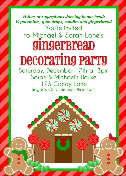 Gingerbread House Making Party Invitations Gingerbread House Christmas Candy Birthday Cake