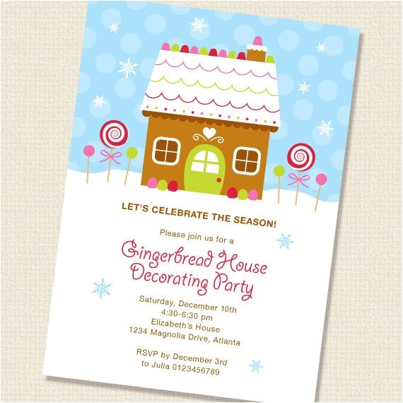 Gingerbread House Making Party Invitations Gingerbread House Decorating Party Invitation Diy by