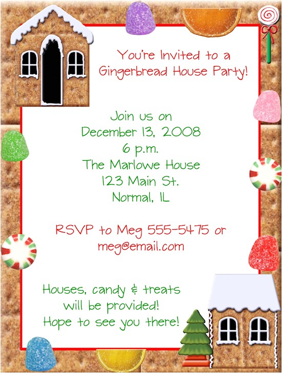 Gingerbread House Making Party Invitations Gingerbread House Making Christmas Party Invitations