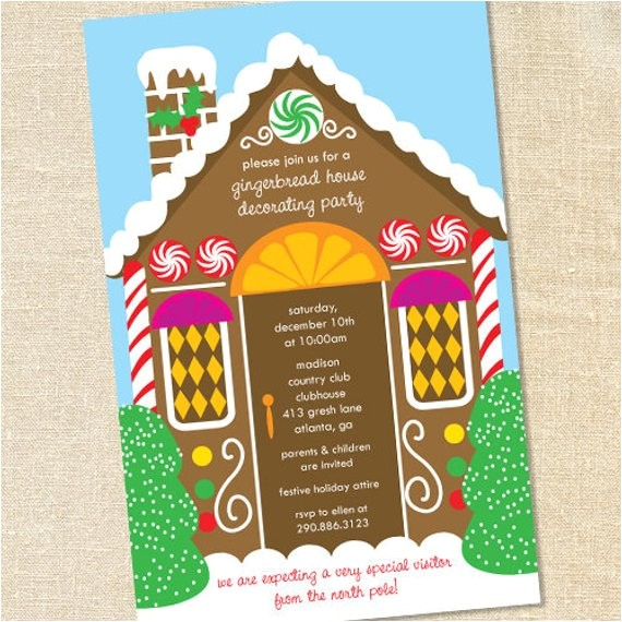 Gingerbread House Making Party Invitations Sweet Wishes Gingerbread House Decorating Party