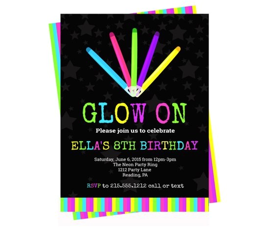 Glow Stick Party Invitations 80 39 S Neon Party Invitation Kids Glow Stick Invites