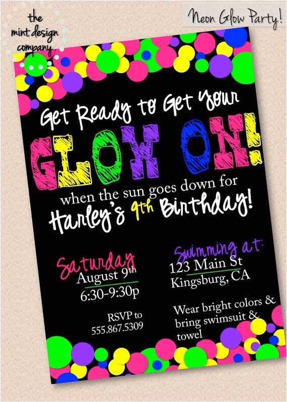 Glow Stick Party Invitations Neon Glow In the Dark Party Invitation by Glow Stick Party Invitations Neon Glow In the Dark Party Invitation by
