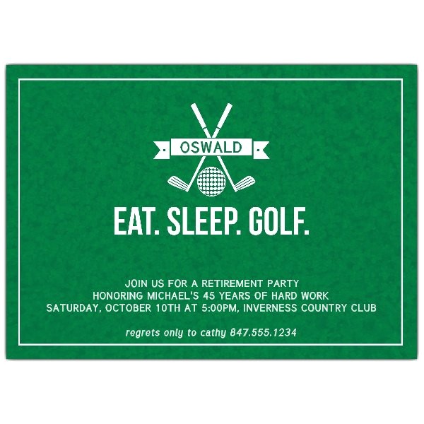 Golf Retirement Party Invitations Eat Sleep Golf Retirement Party Invitations Paperstyle
