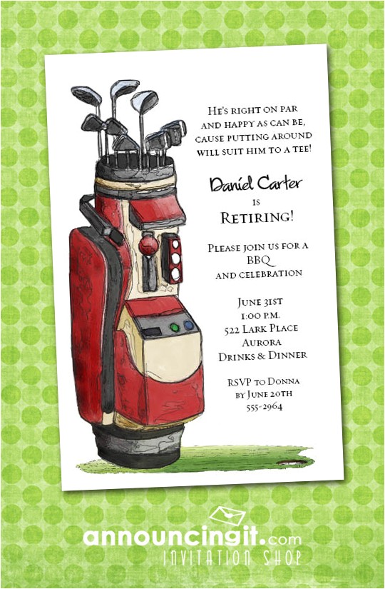 Golf Retirement Party Invitations Golf themed Party Invitations Announcingit Invitation Shop