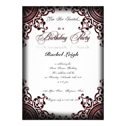 Gothic Party Invitations Black and Red Gothic Scroll Birthday Invitation 5 Quot X 7