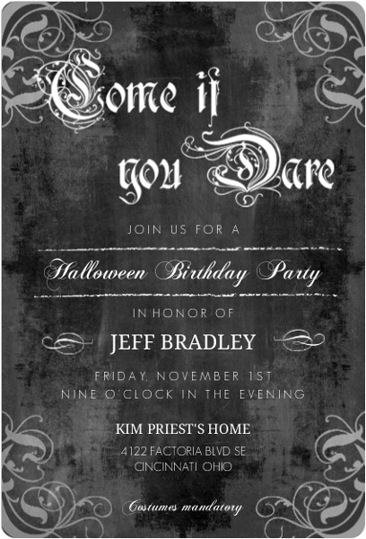 Gothic Party Invitations Chalkboard Gothic Grunge Flourish Set Halloween Birthday