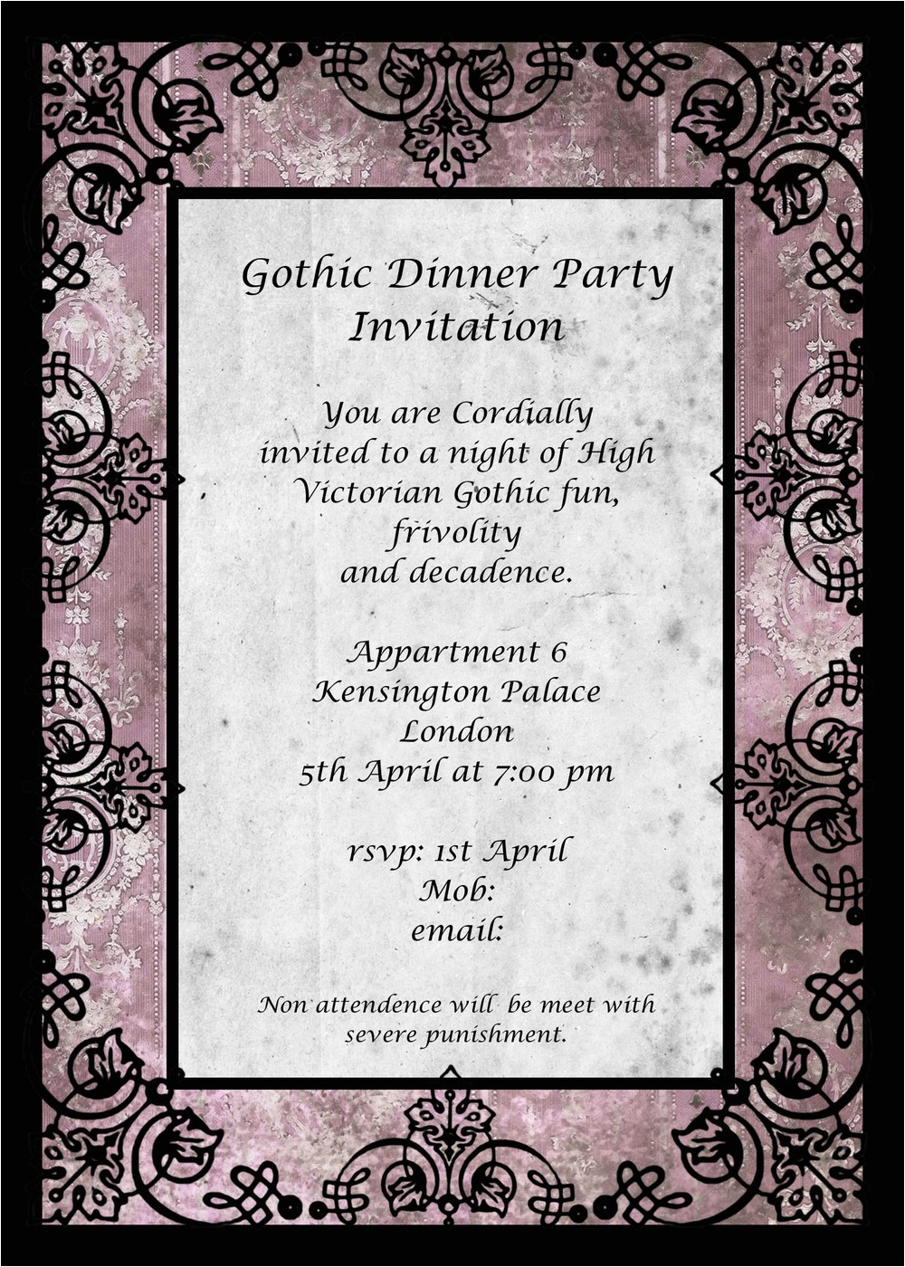 Gothic Party Invitations Gothic Dinner Party Chic Party Ideas