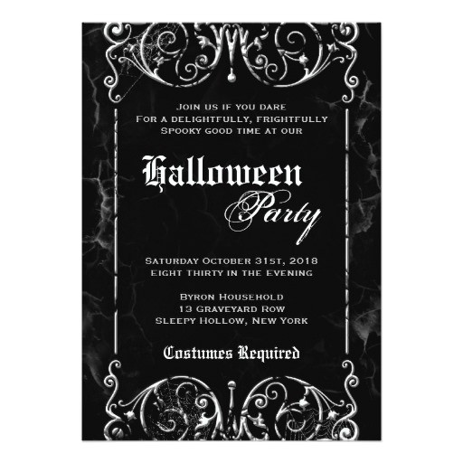 Gothic Party Invitations Gothic Victorian Spooky Black Halloween Party 5×7 Paper