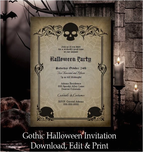 Gothic Party Invitations Halloween Invitation Halloween Party Invitation Gothic