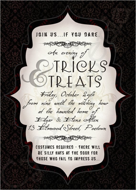 Gothic Party Invitations Printable Halloween Party Invitation 5×7 Dark by Cyanandsepia