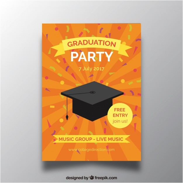 Graduation Party Invitations Free Download orange Graduation Party Invitation Vector Free Download