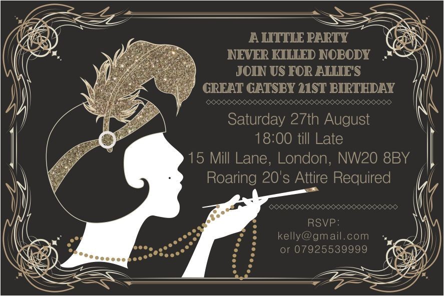 Great Gatsby Holiday Party Invitations 10 X Great Gatsby Personalised Birthday Party Invitations