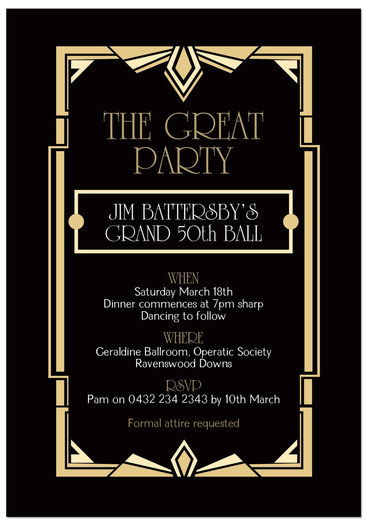 Great Gatsby Holiday Party Invitations Great Gatsby Party Invitation Template Cimvitation