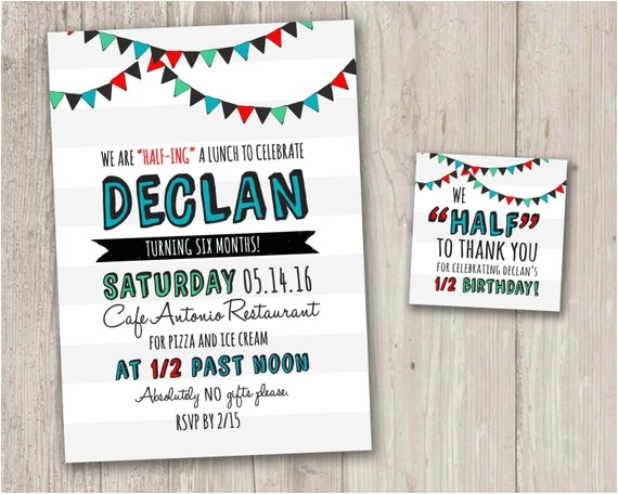 Half Birthday Party Invitations Half Birthday Invitations 1 2 Birthday Party Digital File