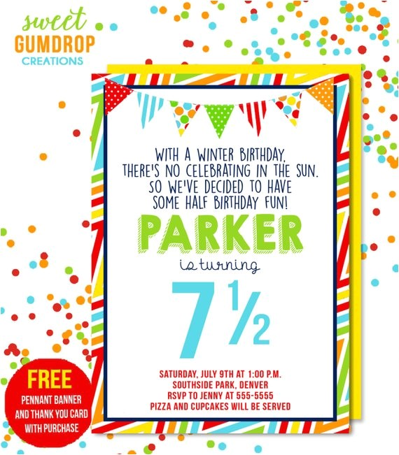 Half Birthday Party Invitations Items Similar to Half Birthday Party Invitation