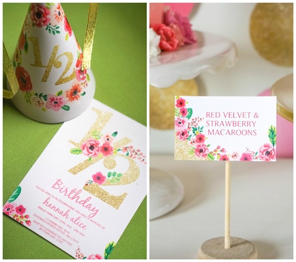 Half Birthday Party Invitations Pink and Gold Half Year Birthday Party Pretty My Party