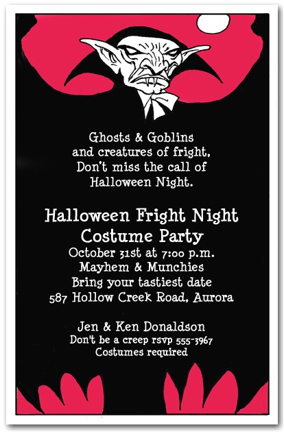 Halloween Party Invite Wording for Adults Vampire Scare Halloween Invitations