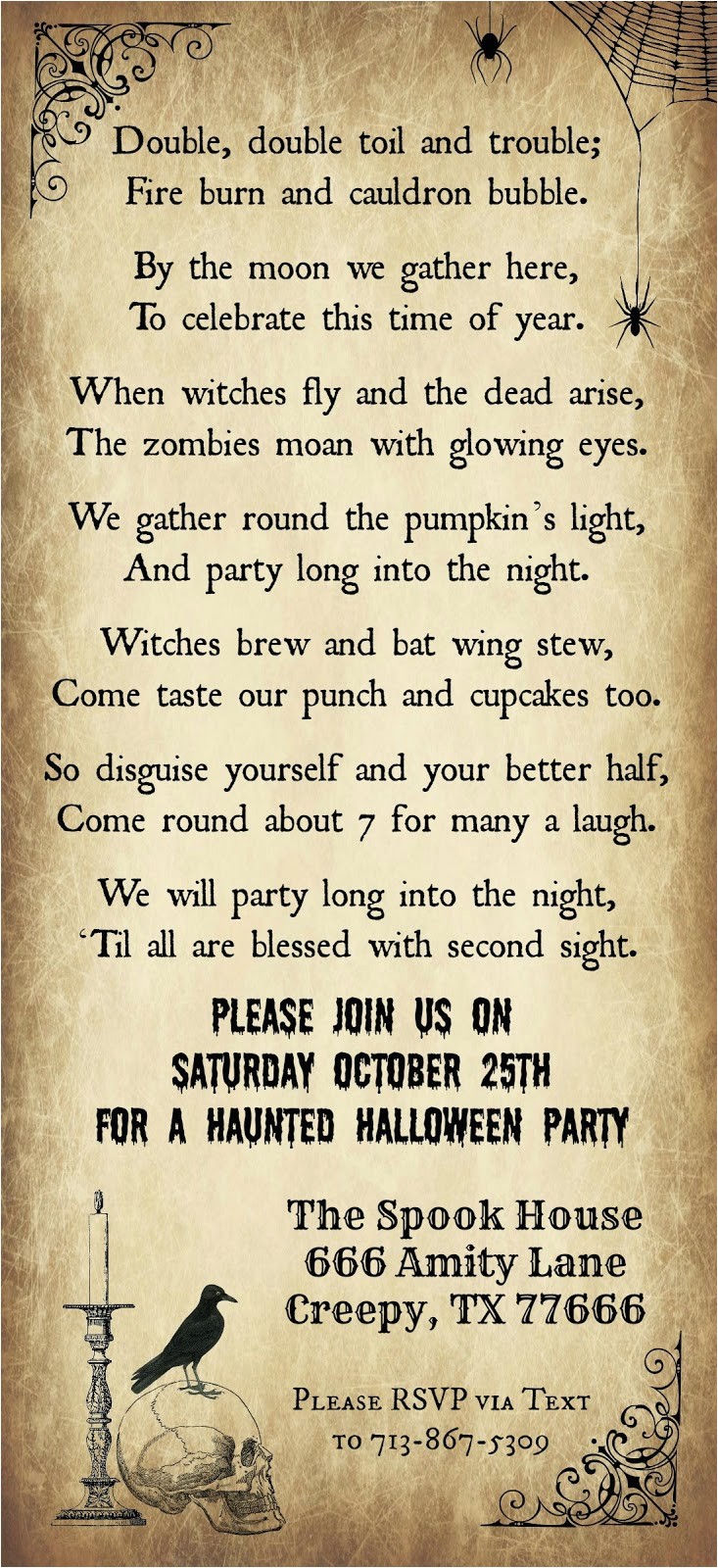 Halloween Party Poem Invite Crafty In Crosby Halloween Party Invitation 2014