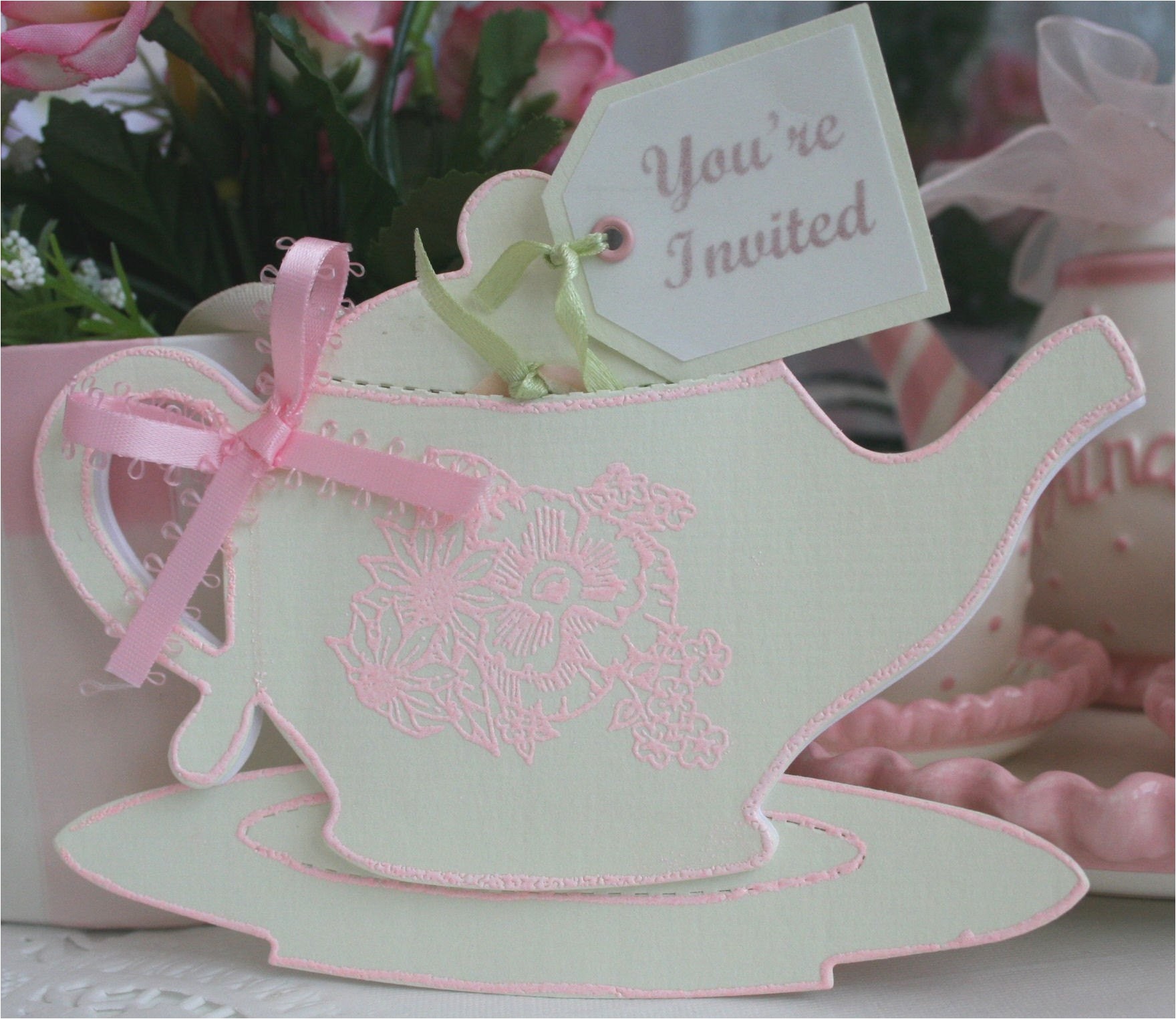 Handmade Tea Party Invitations 10 Personalized Handmade Mother 39 S Day Birthday Shower