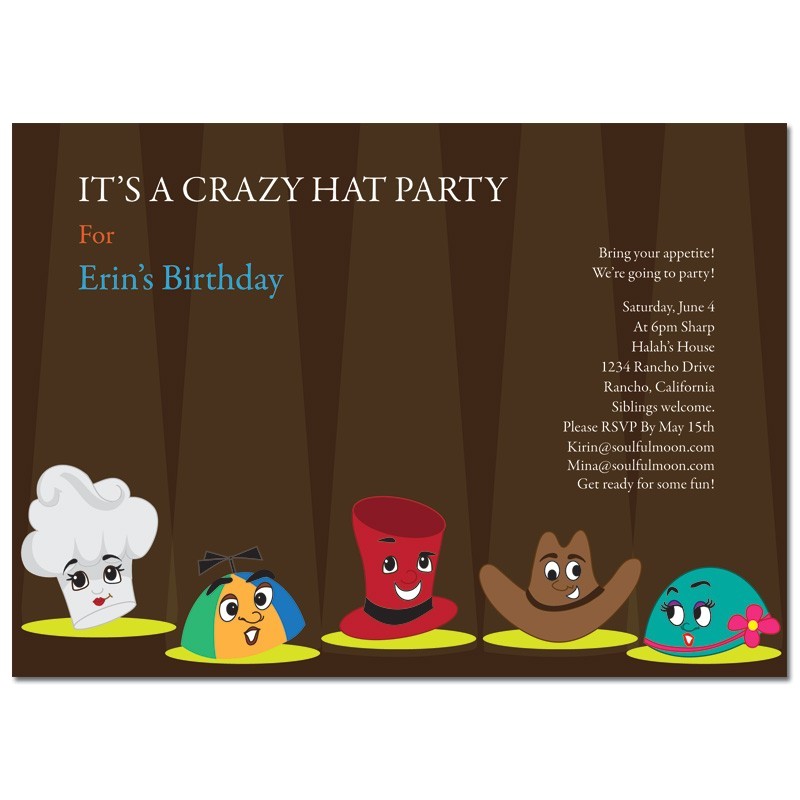 Hat themed Party Invitations Hat Party Invitation Cimvitation