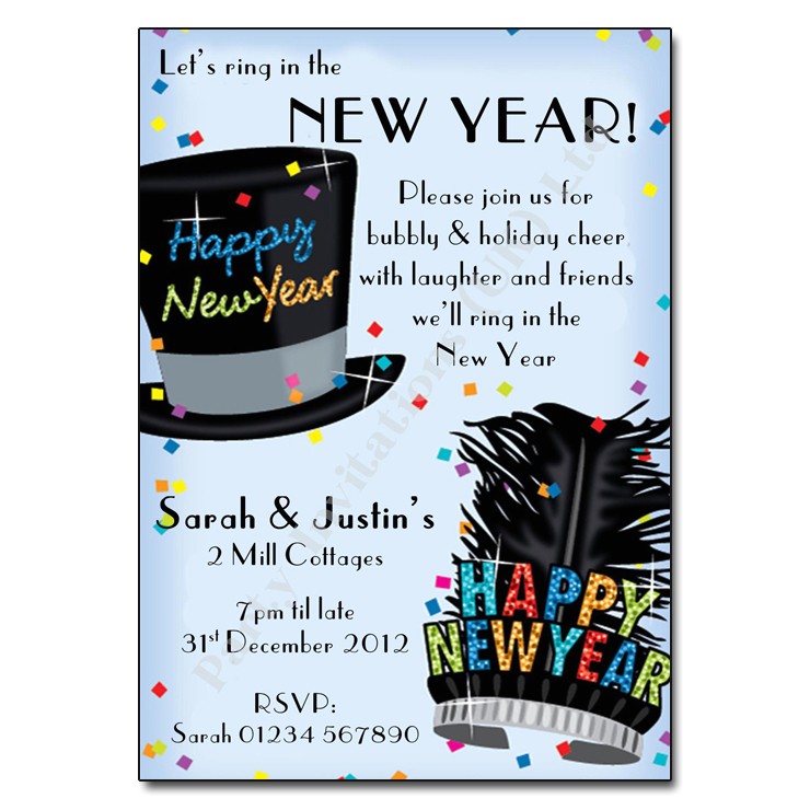 Hat themed Party Invitations Party Hats New Years Eve Party Invitation