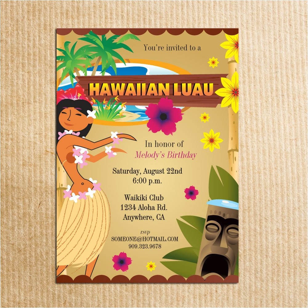 Hawaii Party Invitations Hawaiian Luau Party Invitation Stationery by