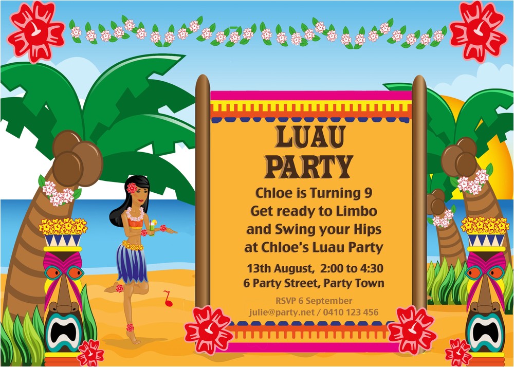 Hawaii Party Invitations Hawaiian Luau Party with Desert Table and Games Chic