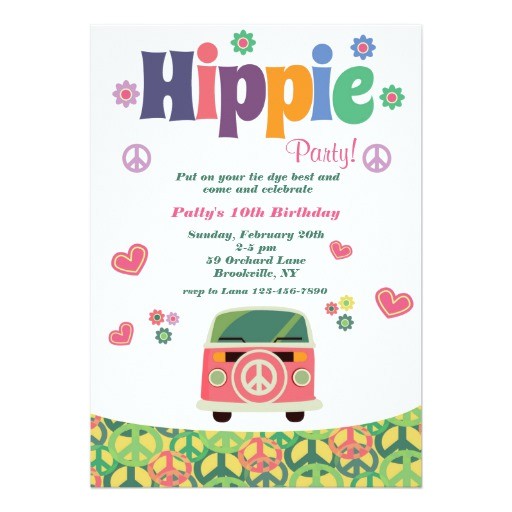 Hippie Invitations Birthday Party Hippie Party Invitation Zazzle
