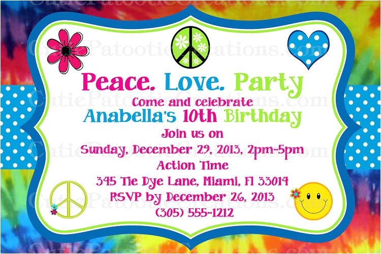 Hippie Invitations Birthday Party Hippie Party Invitations