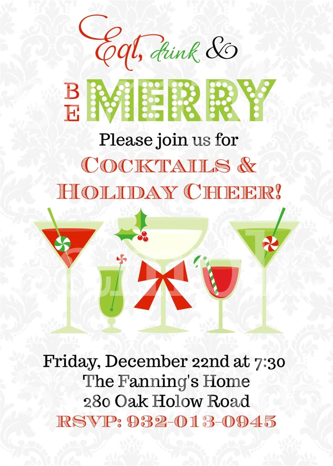 Holiday Cocktail Party Invitation Template Christmas Cocktails Invitation You Print Holiday Party