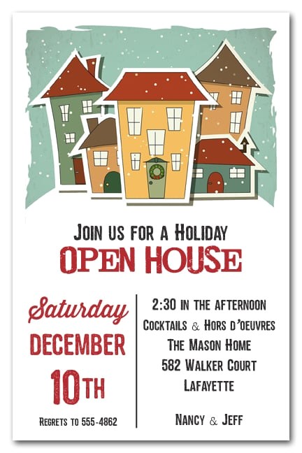 Holiday Open House Party Invitations Christmas Home for the Holidays Invitation Christmas Invitations