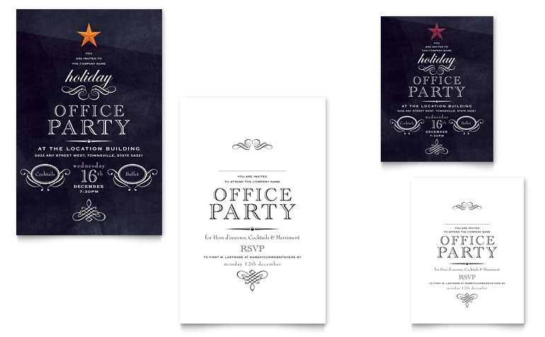 Holiday Party Invitation Templates Publisher Office Holiday Party Note Card Template Word Publisher