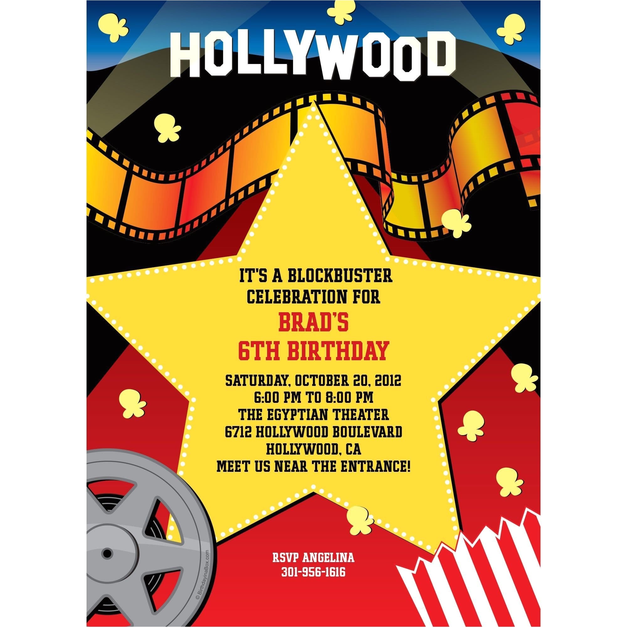 Hollywood theme Party Invites Hollywood Invitation Custom Invitations Party Supplies