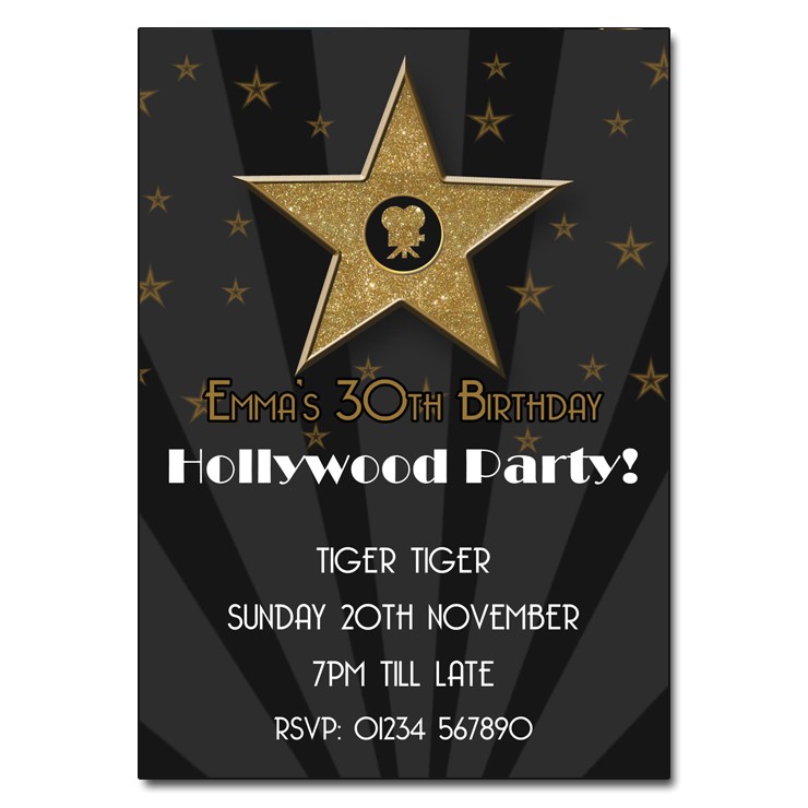 Hollywood theme Party Invites Hollywood Party Invitation the Invitation Boutique