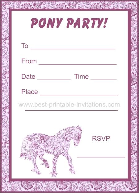 Horse themed Party Invitations Pony Party Invitations Horse themed Party Invitations Pony Party Invitations