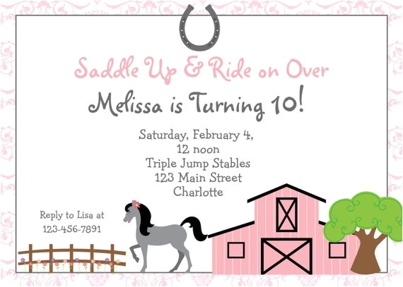 Horseback Riding Birthday Party Invitations Horseback Riding Birthday Invitation by thebutterflypress