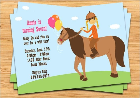 Horseback Riding Birthday Party Invitations Horseback Riding Birthday Party Invitation by